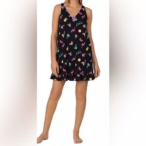 Cuddle Duds women’s short sleeveless keyhole night gown black small